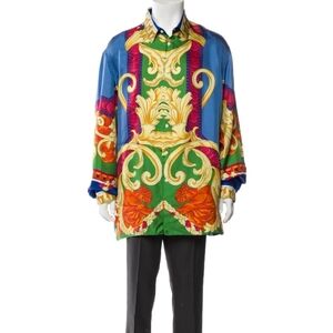 Authentic Versace Men's Silk Graphic Shirt - Size EU 39